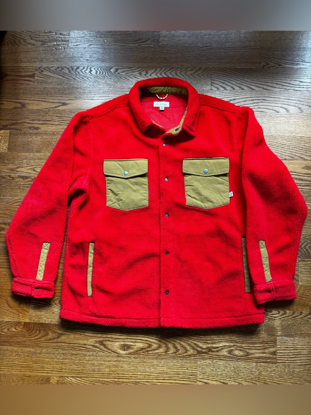 Free Assembly Men’s XL Neon Orange Sherpa Fleece Shirt Jacket Shacket
